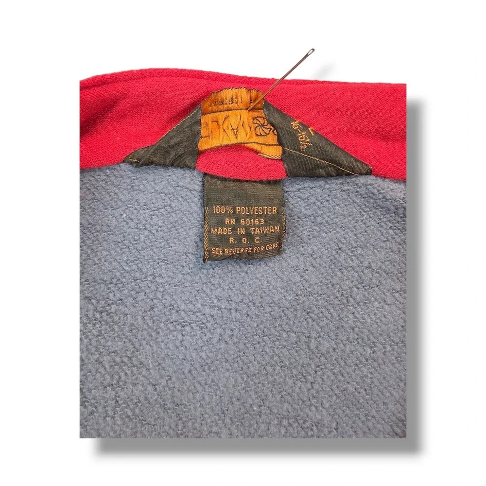 Vintage HUK-A-POO 1/4 Zip Mesh Red & Gray Short Sleeve Sweater Size L